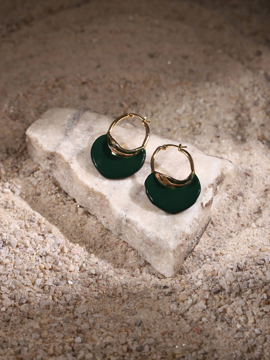 

RITU SINGH Women Green Contemporary Hoop Earrings