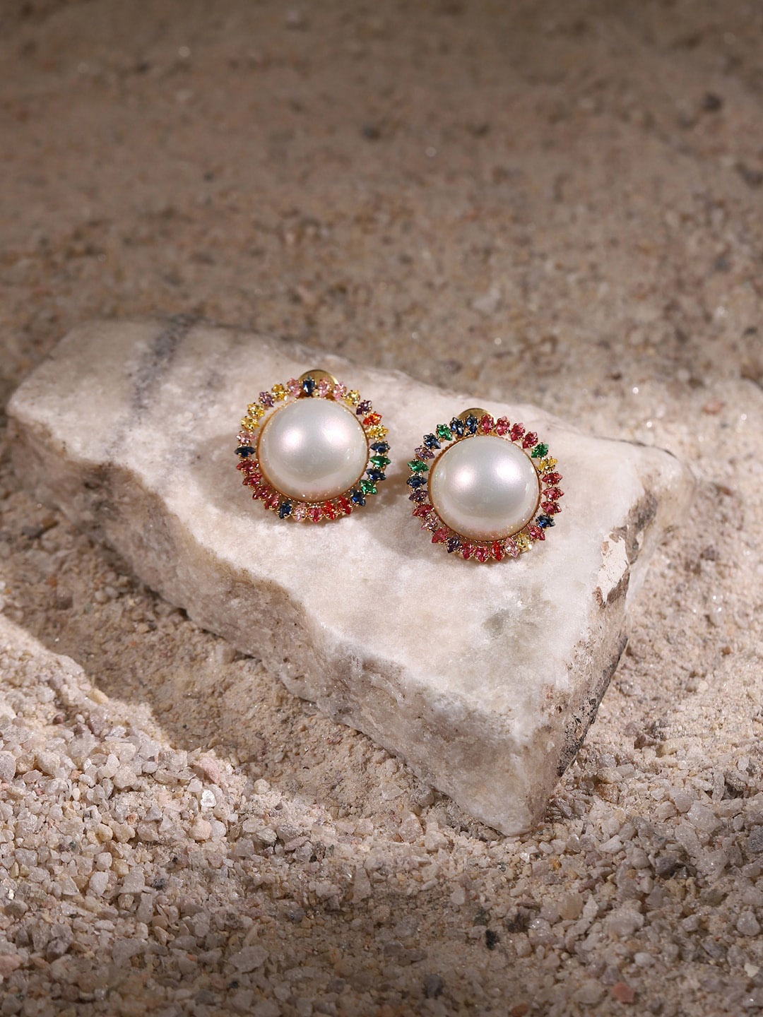 

RITU SINGH White Contemporary Pearl Studs Earrings