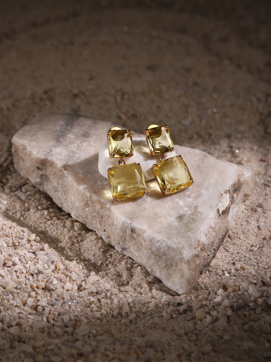 

RITU SINGH Yellow Contemporary Studs Earrings