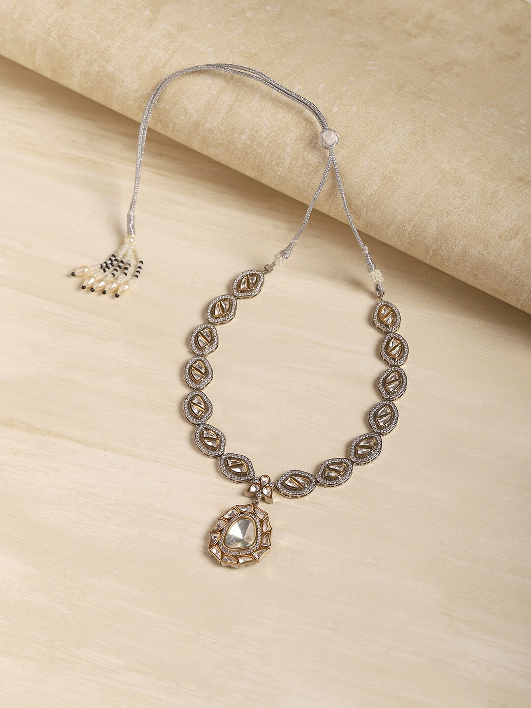 

RITU SINGH Silver-Toned & Gold-Toned Silver-Plated Handcrafted Necklace