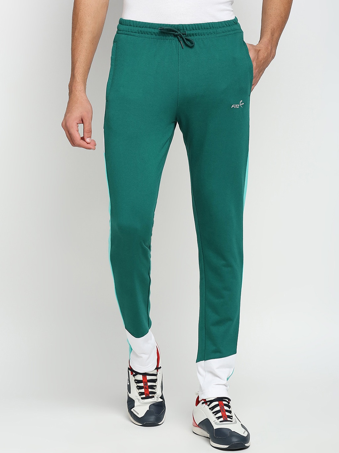 

FiTZ Men Bottle Green Side Stripe Anti Odour Slim Fit Track Pant