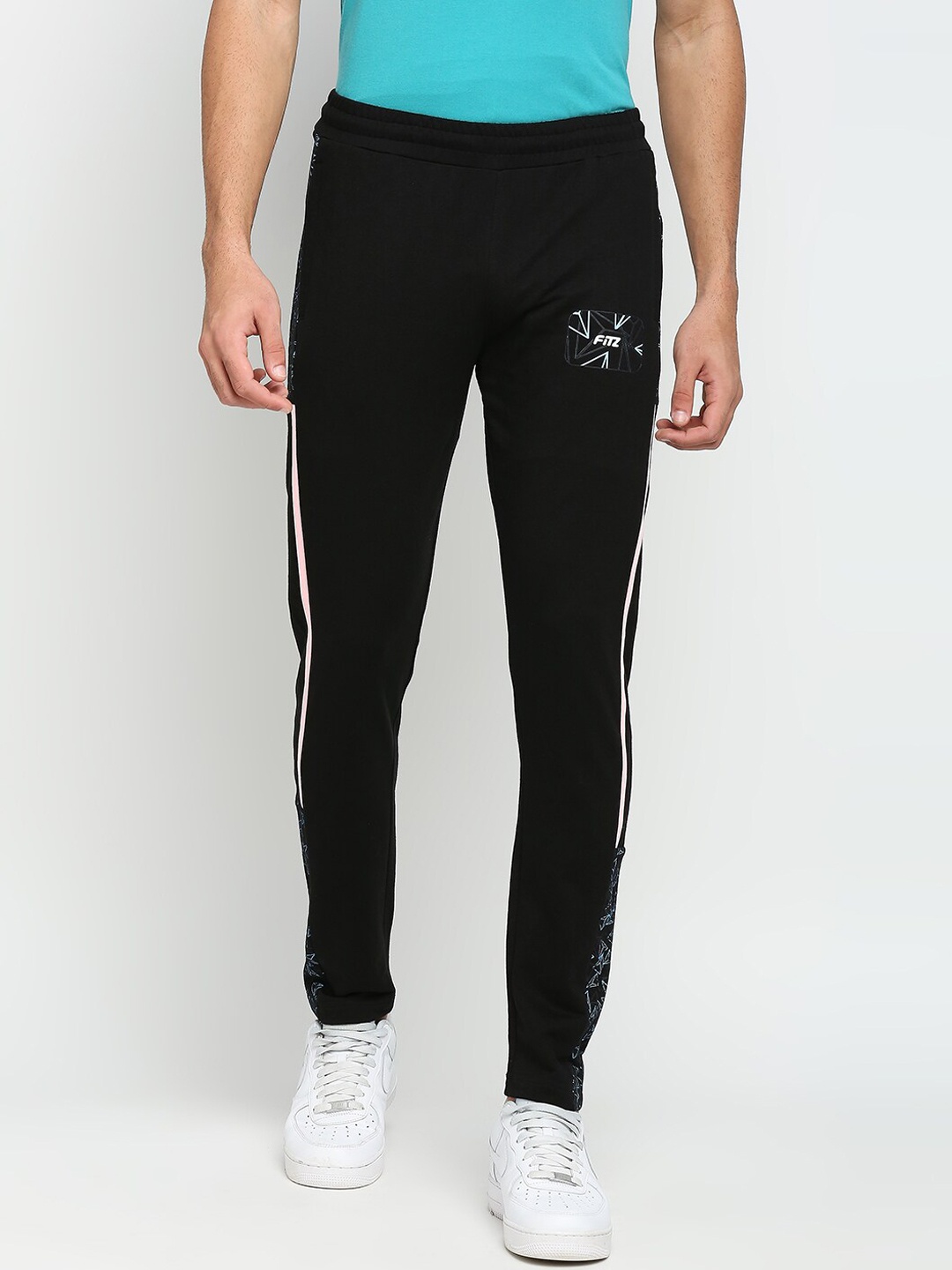 

FiTZ Men Black Printed Anti Odour Slim Fit Track Pant