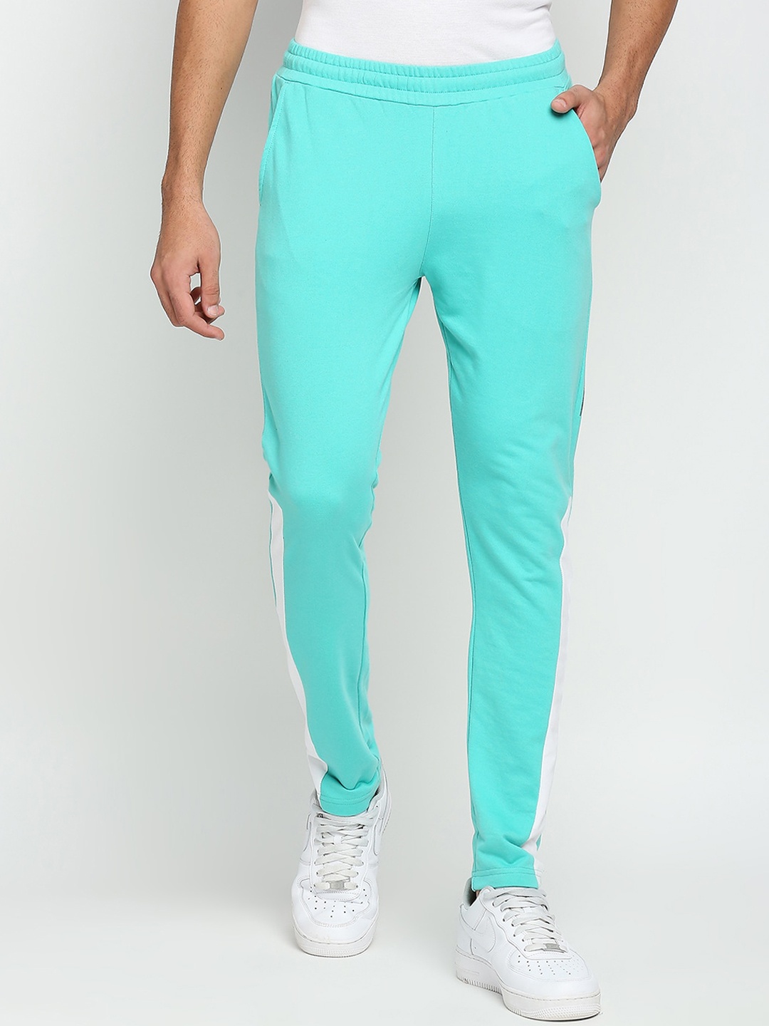 

FiTZ Men Aquamarine Blue Solid Anti Odour Slim Fit Track Pant