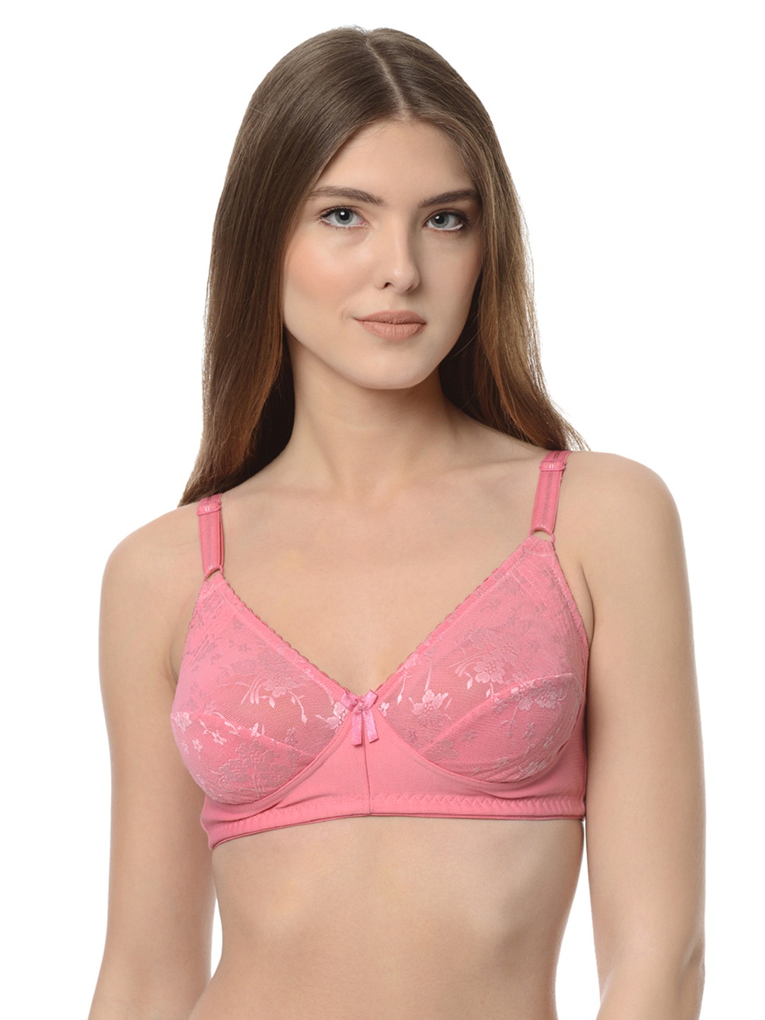 

Da Intimo Pink Lace Non-Padded Non-Wired Minimizer Bra DI-878