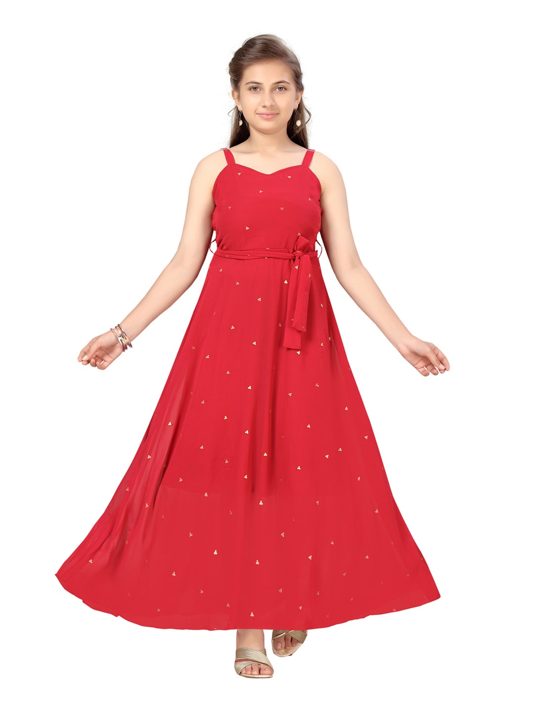 

Aarika Maroon Floral Embroidered Georgette Maxi Dress