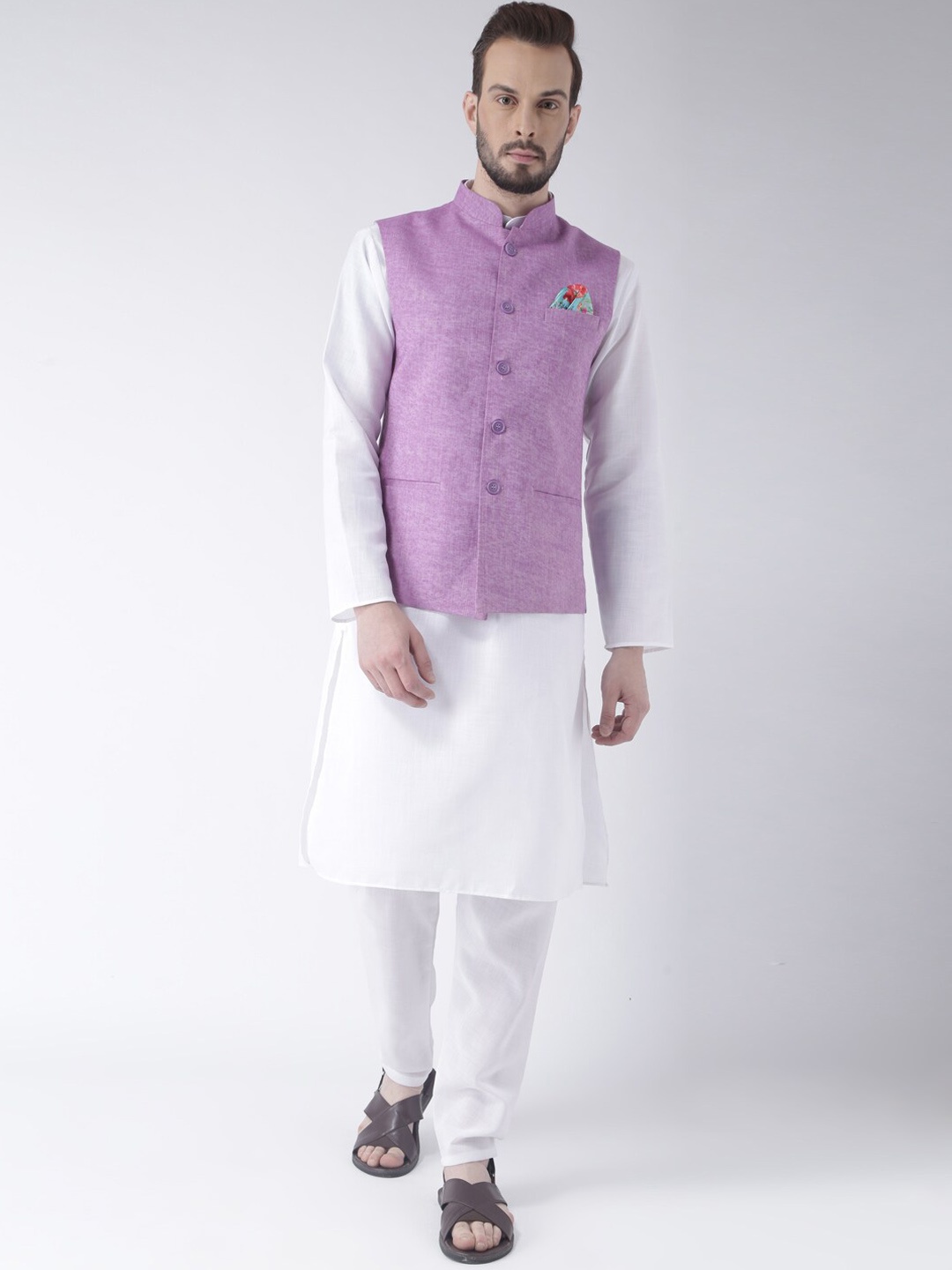 

Hangup Men Pure Kurta with Pyjama, Purple