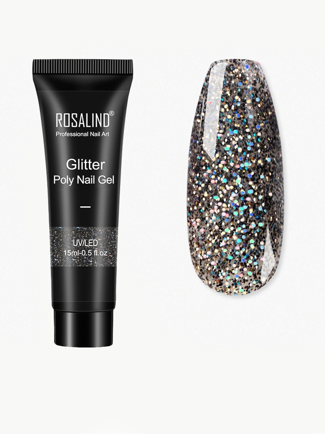 

ROSALIND UV & LED Soak-Off Glitter Poly Nail Extension Gel 15 ml - A756, Metallic