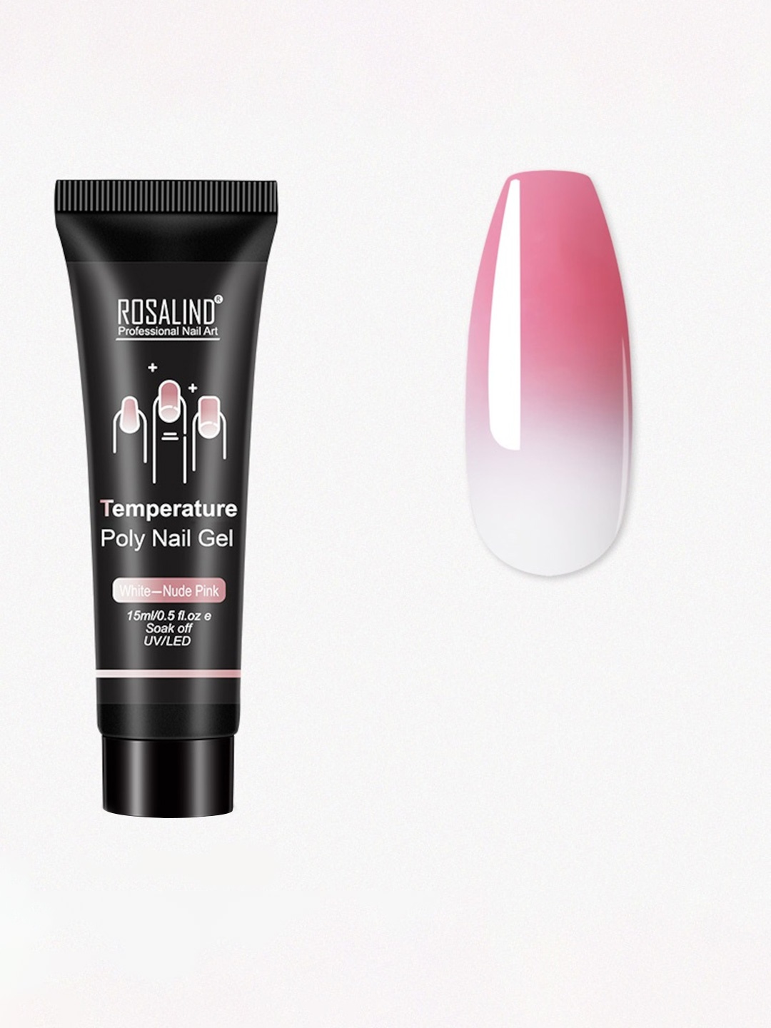 

ROSALIND UV & LED Soak-Off Temperature Poly Nail Extension Gel 15 ml - White-Nude Pink
