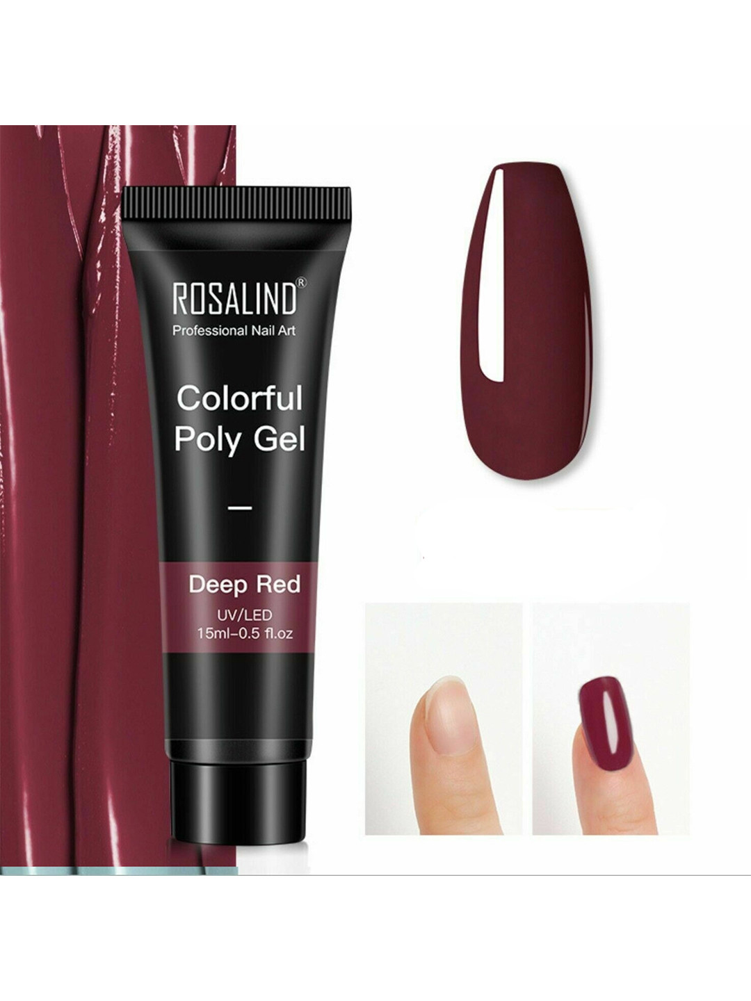 

ROSALIND UV & LED Soak-Off Colorful Poly Nail Extension Gel 15 ml - Deep Red, Maroon