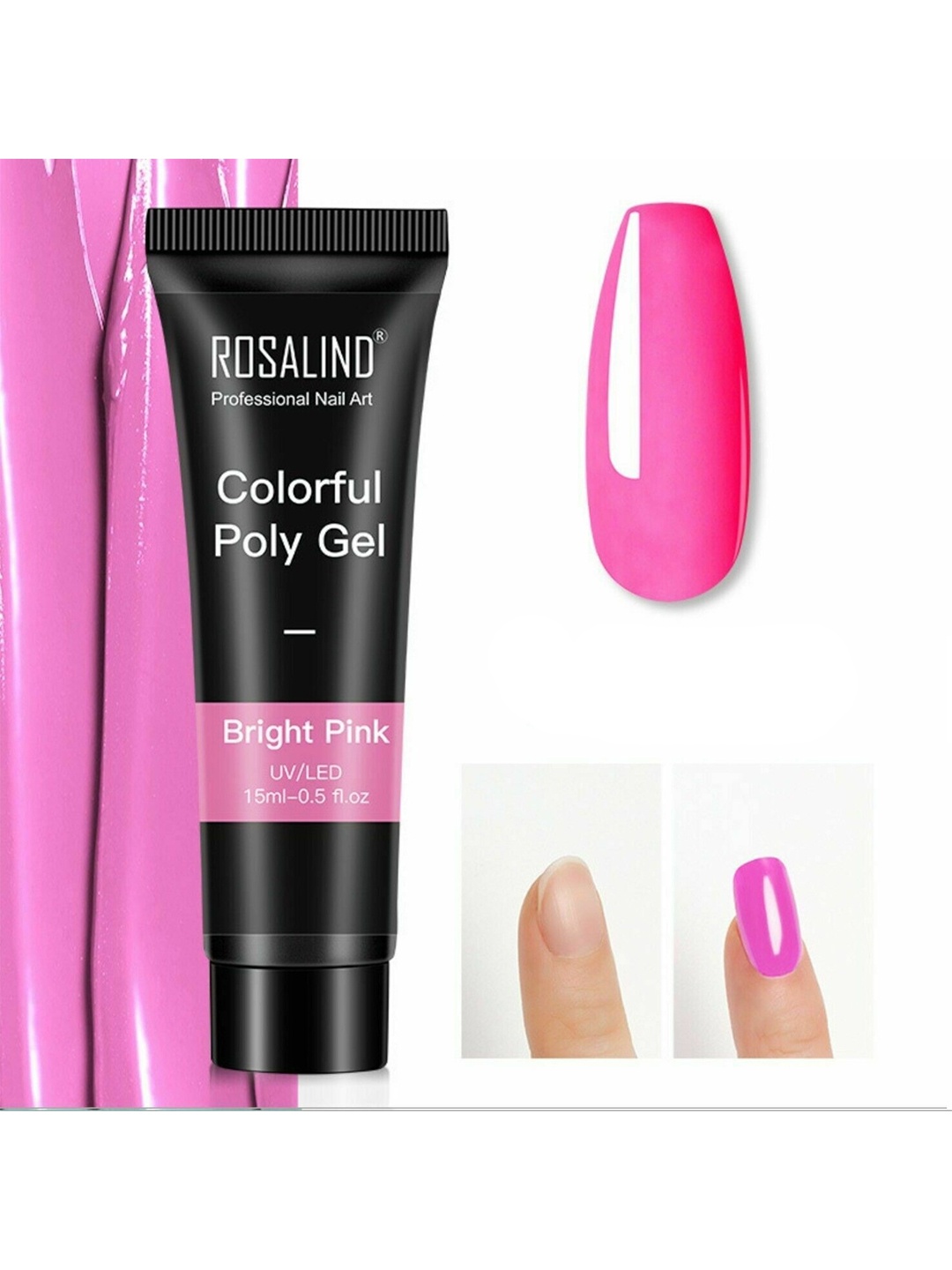 

ROSALIND UV & LED Soak-Off Colorful Poly Nail Extension Gel 15 ml - Bright Pink