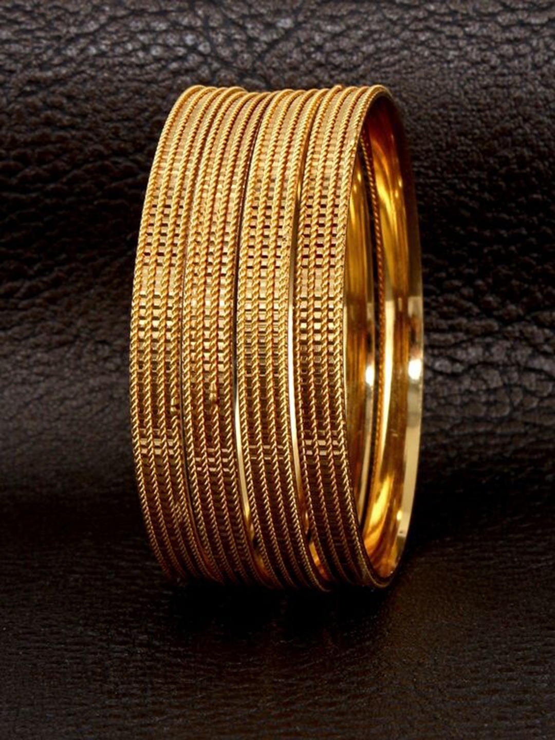 

LUCKY JEWELLERY Set Of 4 18K Gold-Plated Bangles
