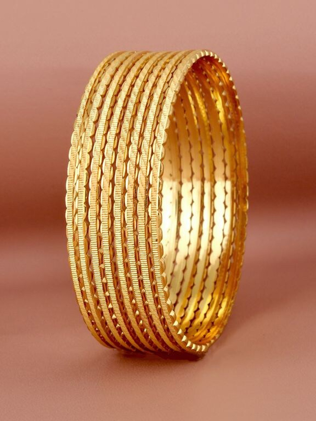 

LUCKY JEWELLERY Set Of 8 18K Gold-Plated Bangles