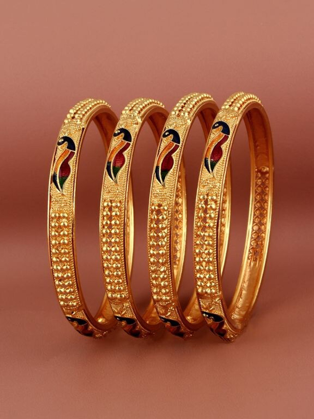 

LUCKY JEWELLERY Set Of 4 18K Gold-Plated Bangles
