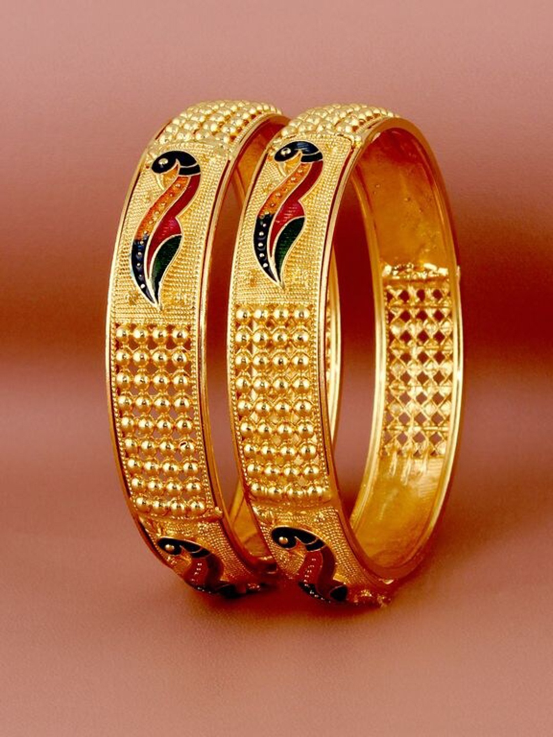 

LUCKY JEWELLERY Set Of 2 18K Gold-Plated Bangles