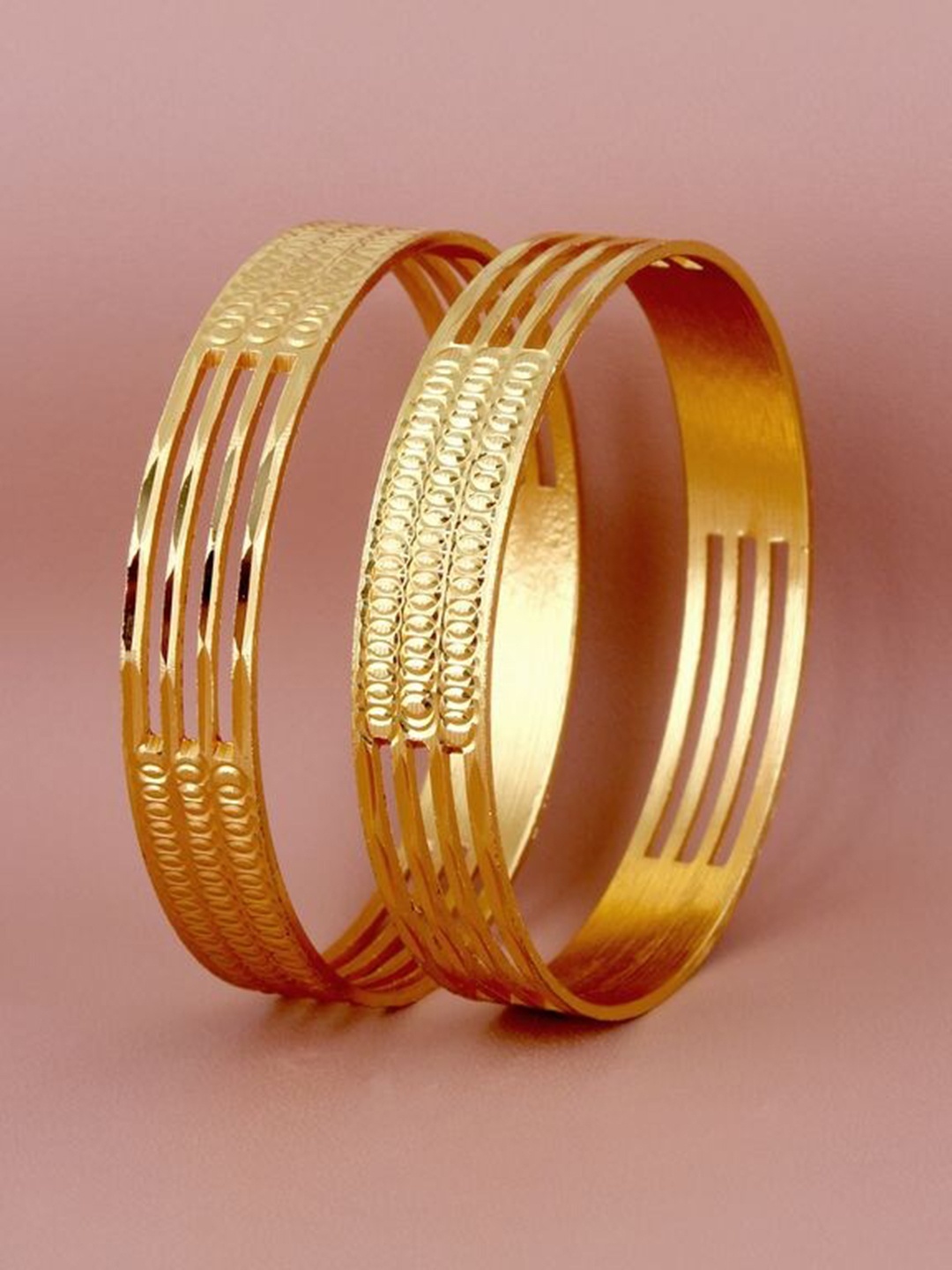 

LUCKY JEWELLERY Set Of 2 18K Gold-Plated Bangles