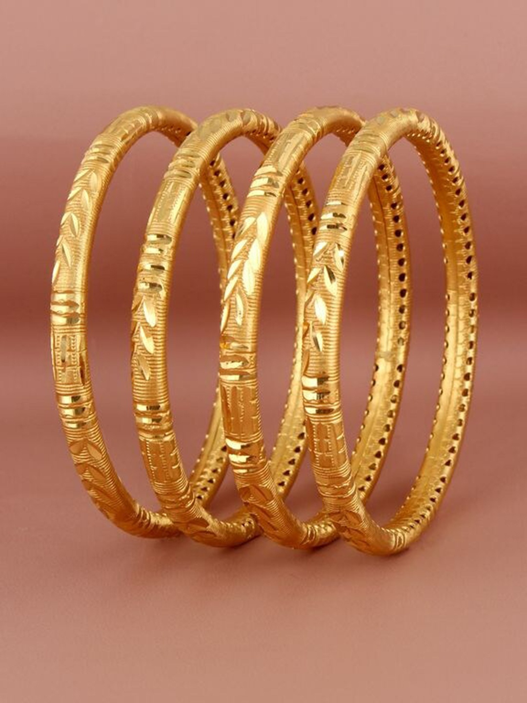 

LUCKY JEWELLERY Set Of 4 18K Gold-Plated Bangles
