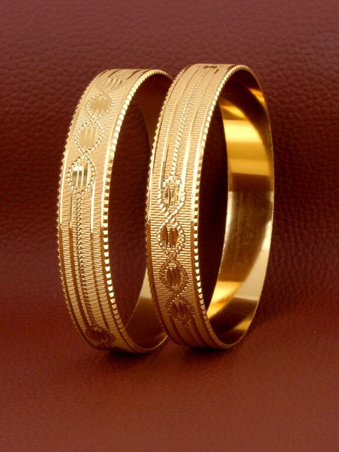 

LUCKY JEWELLERY Set Of 2 18K Gold-Plated Bangles