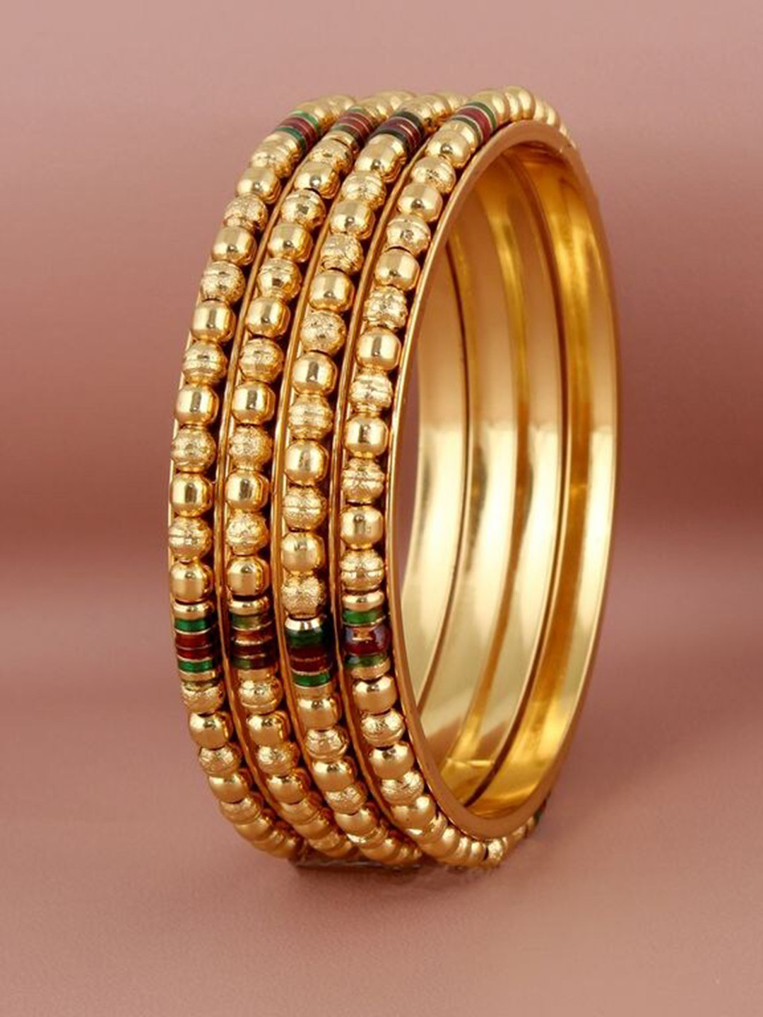 

LUCKY JEWELLERY Set Of 4 18K Gold-Plated Bangles
