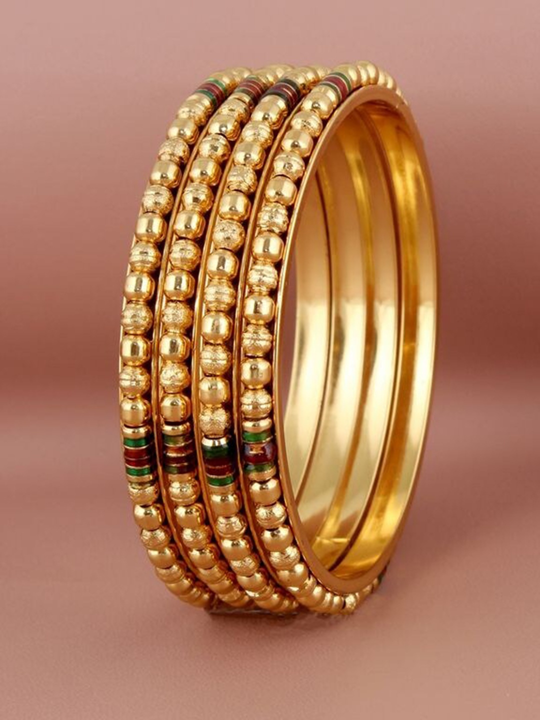 

LUCKY JEWELLERY Set Of 4 18K Gold-Plated Bangles