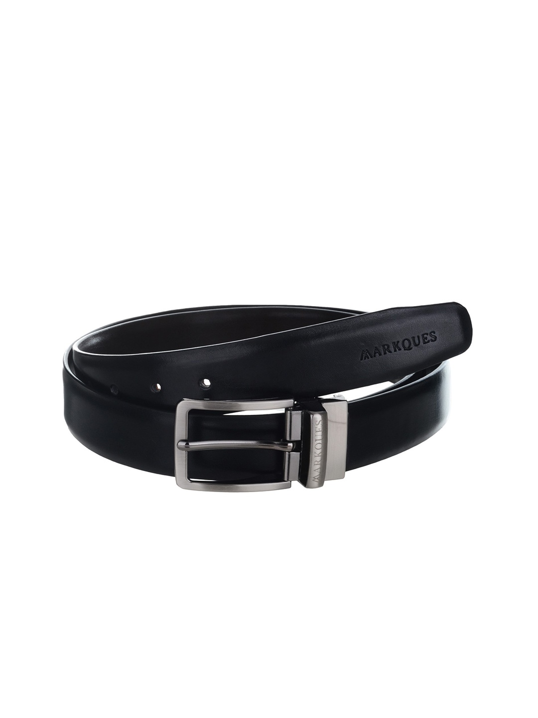 

MARKQUES Men Vegan Leather Reversible Stretchable Belt, Black