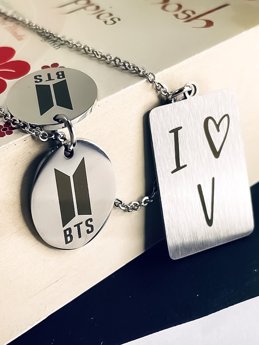 

UNIVERSITY TRENDZ Men Silver-Plated BTS V Bangtan Symbol Pendant Dual Pendant