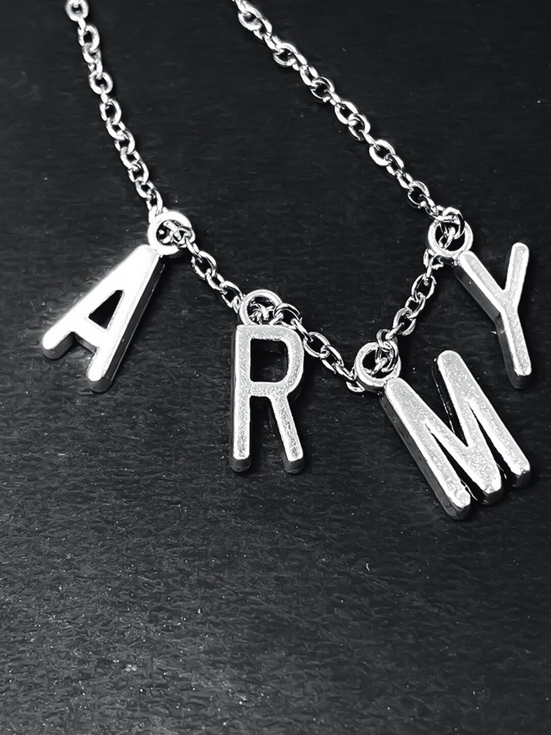 

UNIVERSITY TRENDZ Men Stainless Steel Silver-Plated BTS Army Pendant