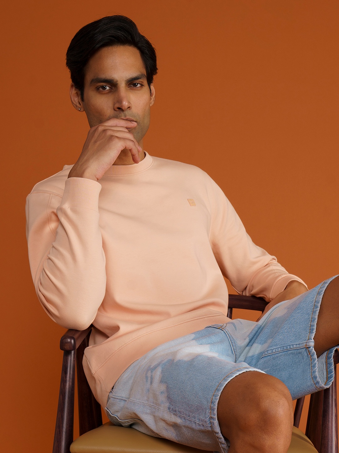 

DAMENSCH Premium Cotton Regular Fit Sweatshirt, Peach