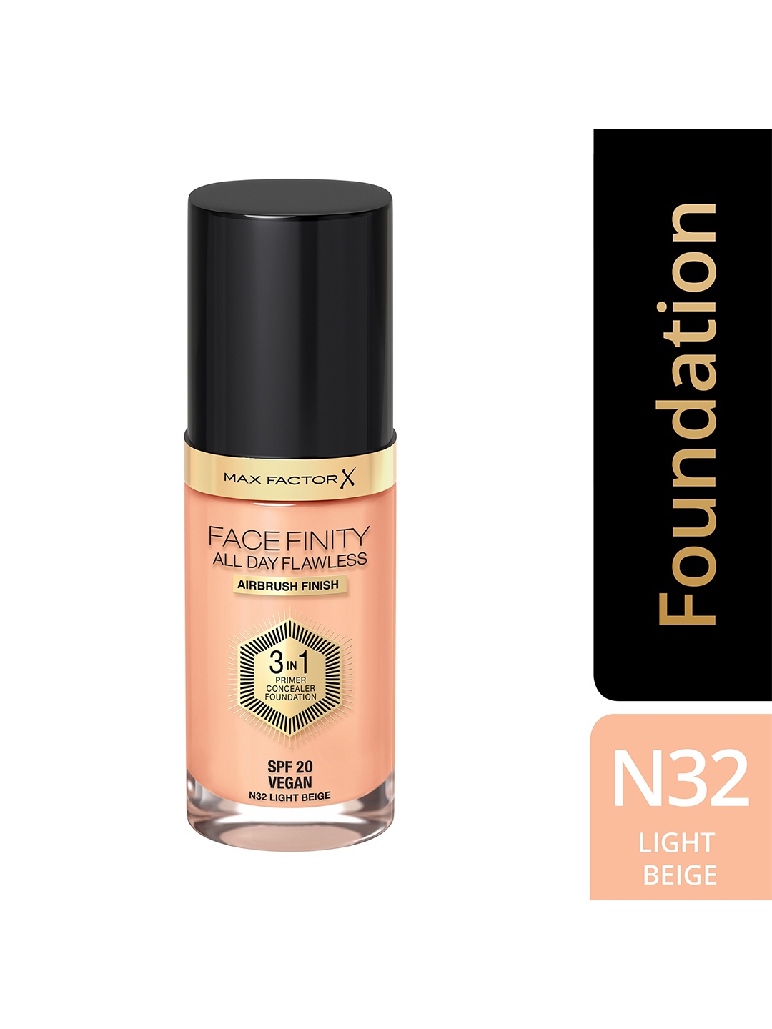 

Max Factor Facefinity All Day Flawless SPF 20 Airbrush Finish 3 In 1 Foundation 30ml - Light Beige N32
