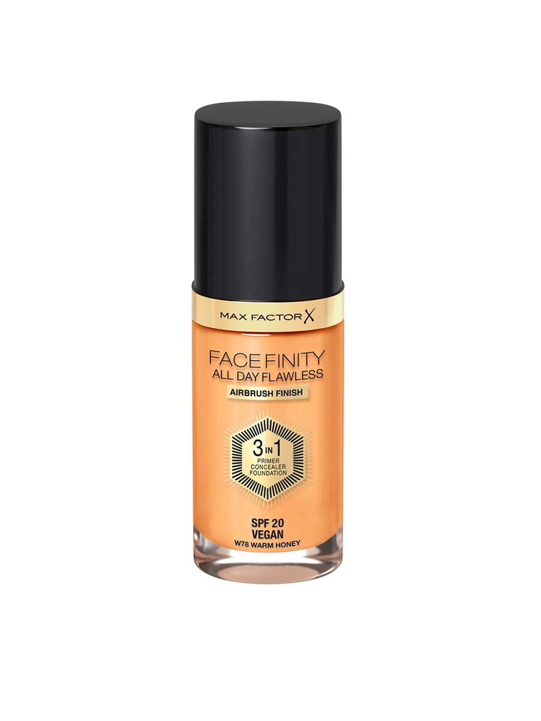 

Max Factor Facefinity All Day Flawless SPF 20 Airbrush Finish 3 In 1 Foundation 30ml - Warm Honey W78, Beige