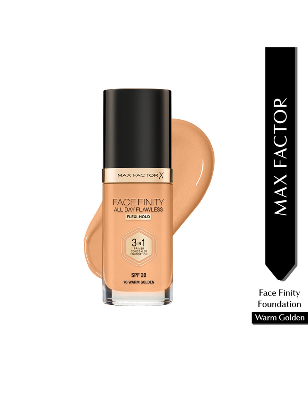 

Max Factor Facefinity All Day Flawless SPF 20 Flexi-Hold 3 In 1 Foundation 30ml - Warm Golden 76, Beige