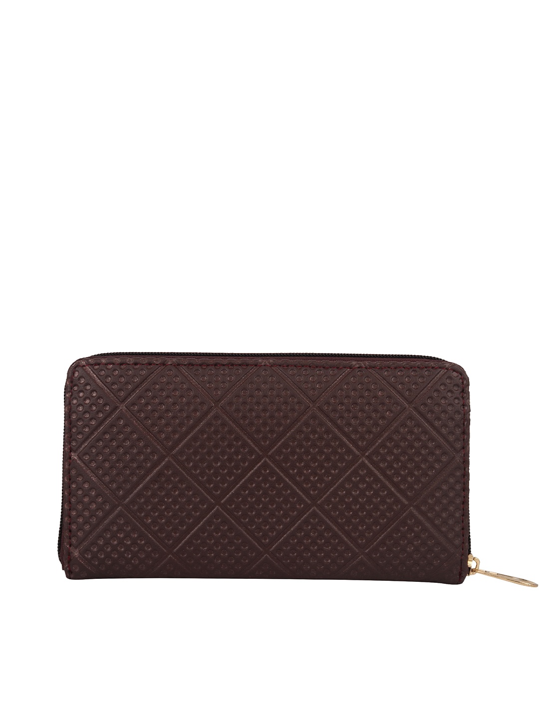 

YESSBENZA Women Textured Zip Detail Zip Around Wallet with Passport Holder, Brown