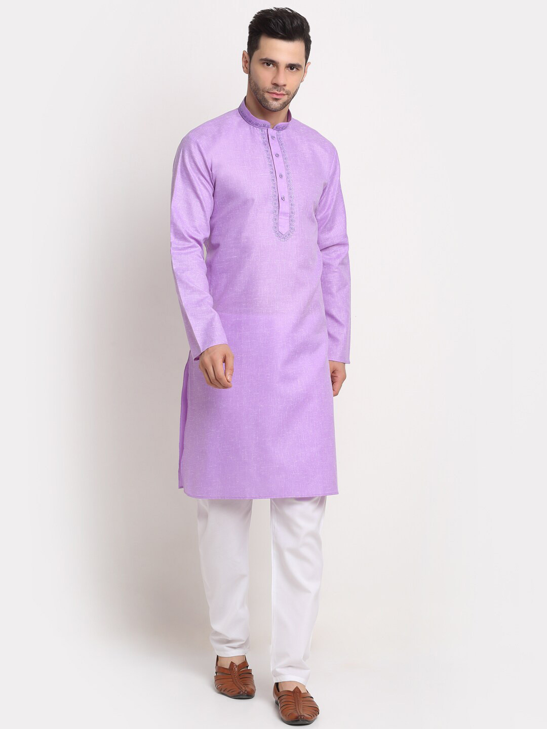 

KRAFT INDIA Men Pure Cotton Kurta with Pyjamas, Lavender