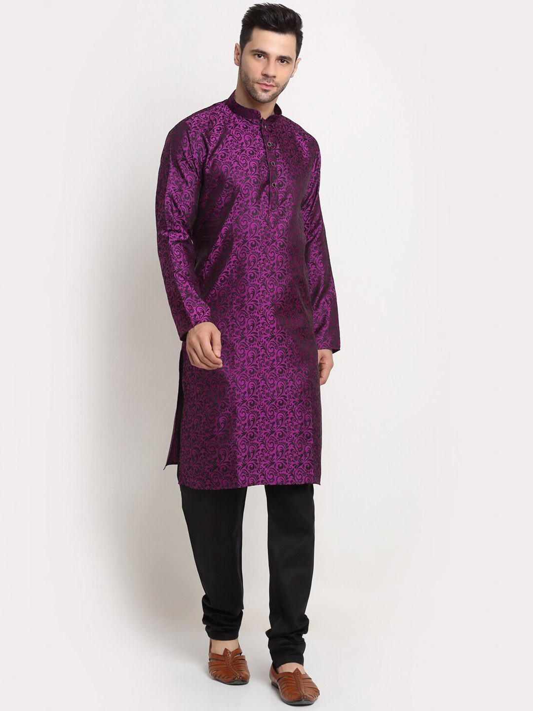

KRAFT INDIA Men Purple Paisley Kurta with Churidar