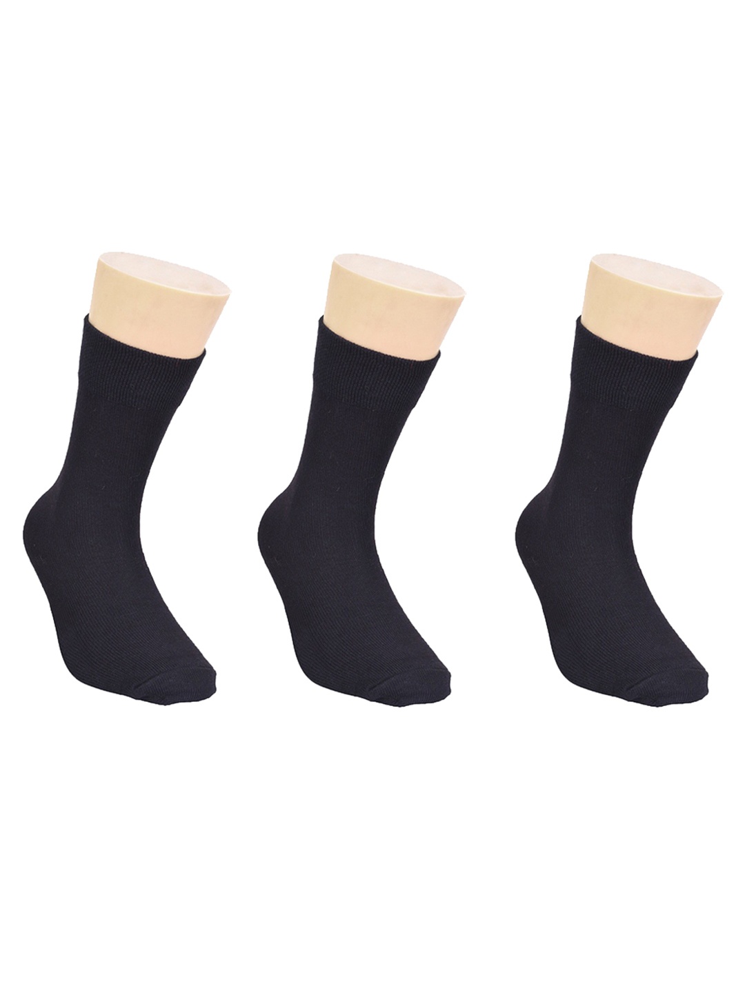

FOOTPRINT Kids 3 Pairs Solid Anti Odour Organic Cotton Calf Length Bamboo School Socks, Black