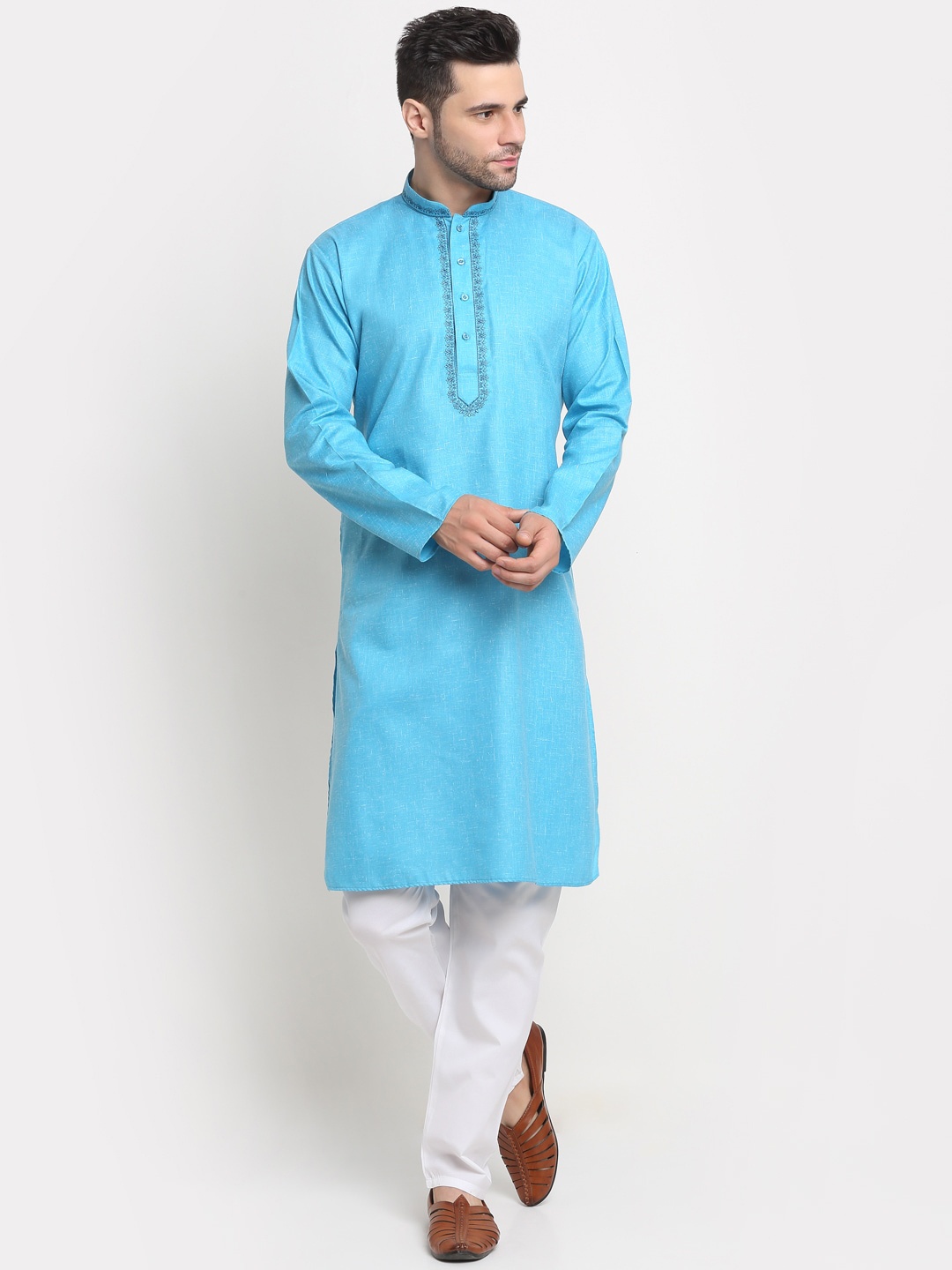 

KRAFT INDIA Men Blue Woven Design Kurta