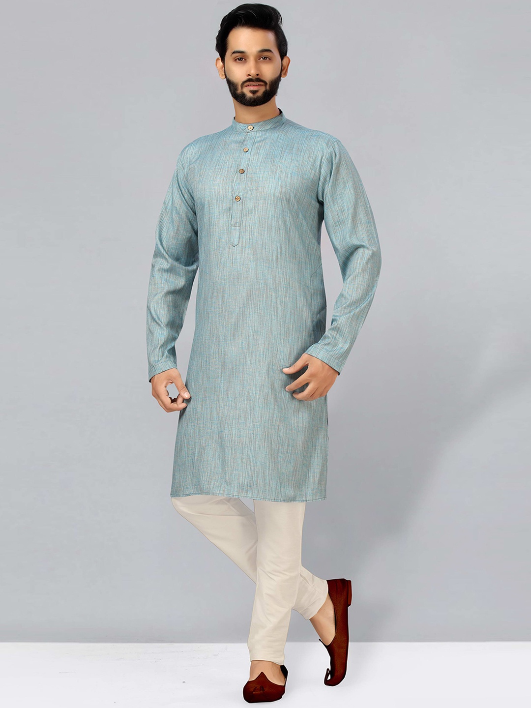 

HERE&NOW Men Blue Woven Design Kurta