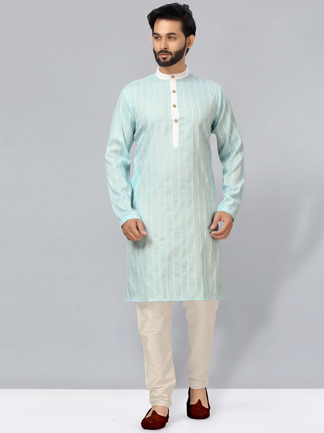 

HERE&NOW Men Blue Woven Design Kurta