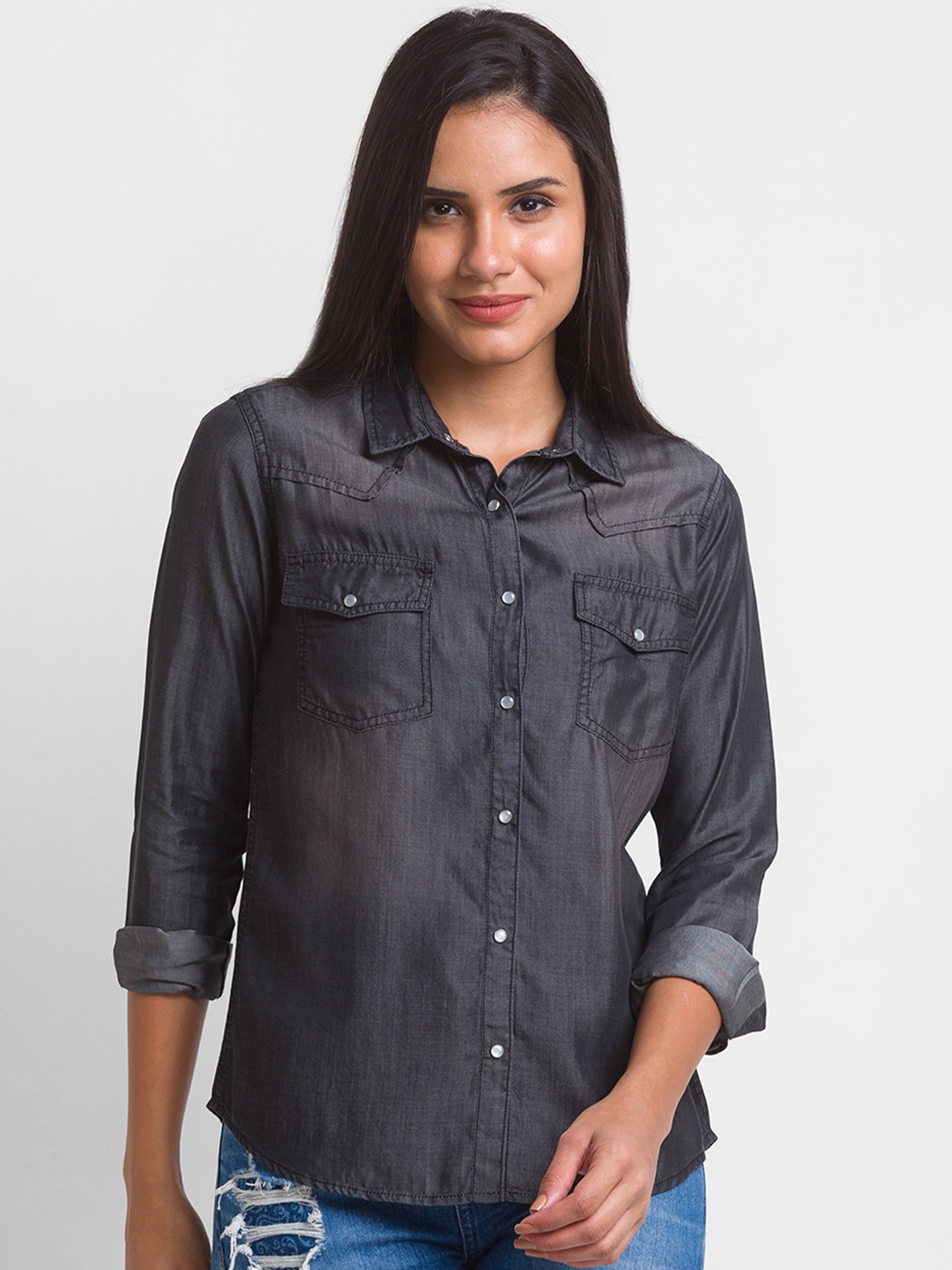 

SPYKAR Women Black Casual Shirt