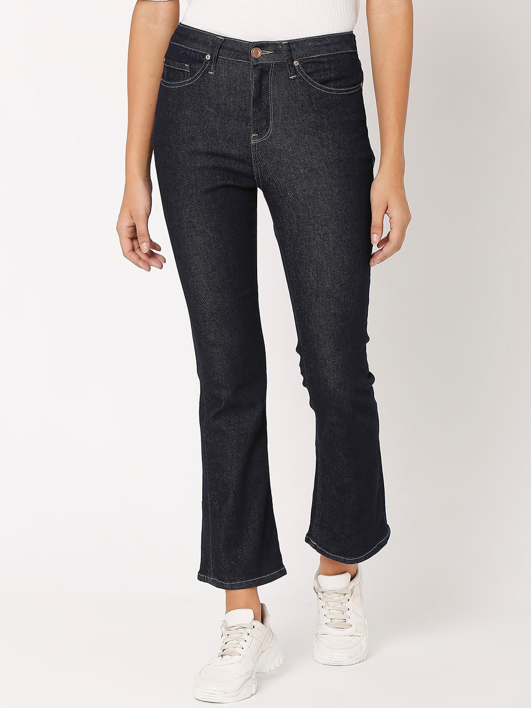 

SPYKAR Women Navy Blue Flared High-Rise Stretchable Jeans
