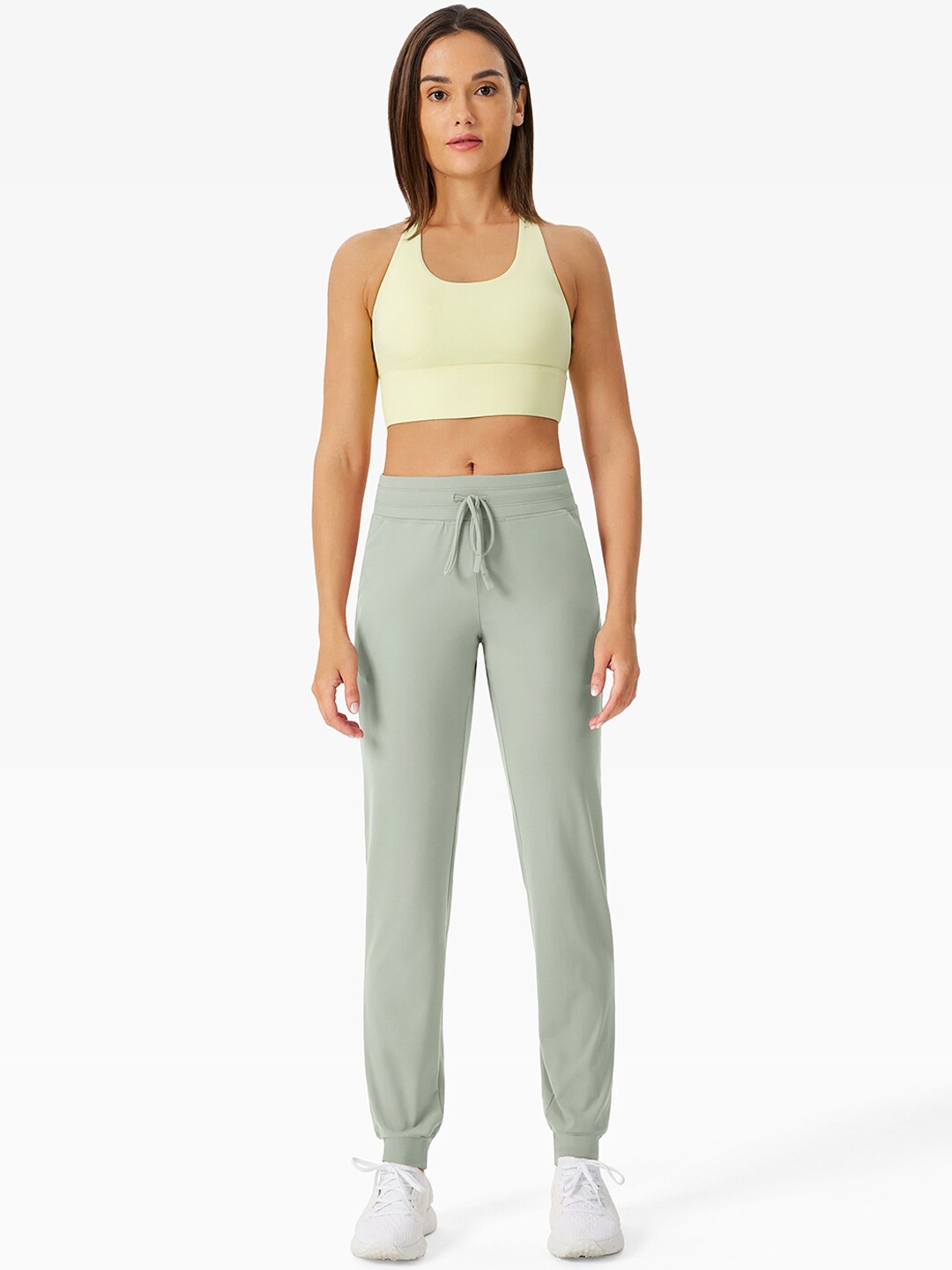 

JC Collection Women Green Solid Relaxed Fit Jogger Dry Fit Drawstring Track Pant