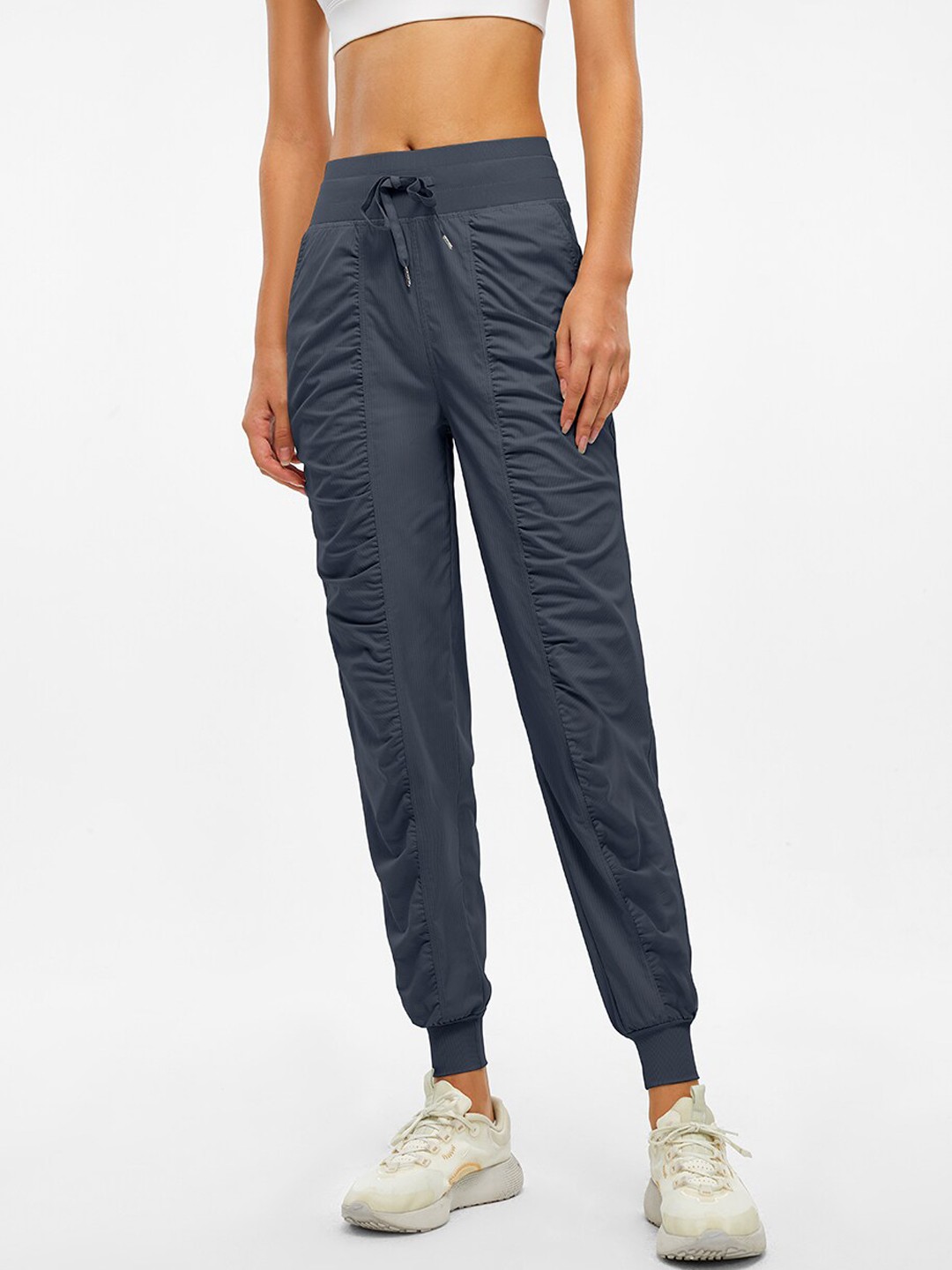 

JC Collection Women Charcoal Track Drawstring Pants