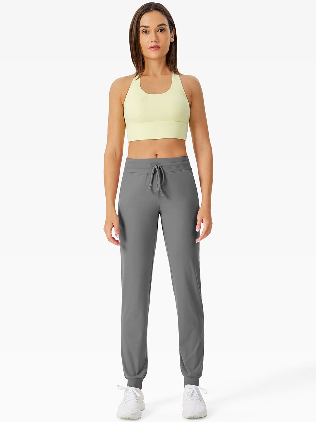 

JC Collection Women Grey Solid Drawstring Sports Joggers