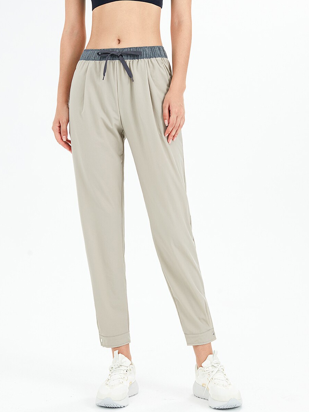 

JC Collection Women Khaki Solid Gym Drawstring Sports Joggers