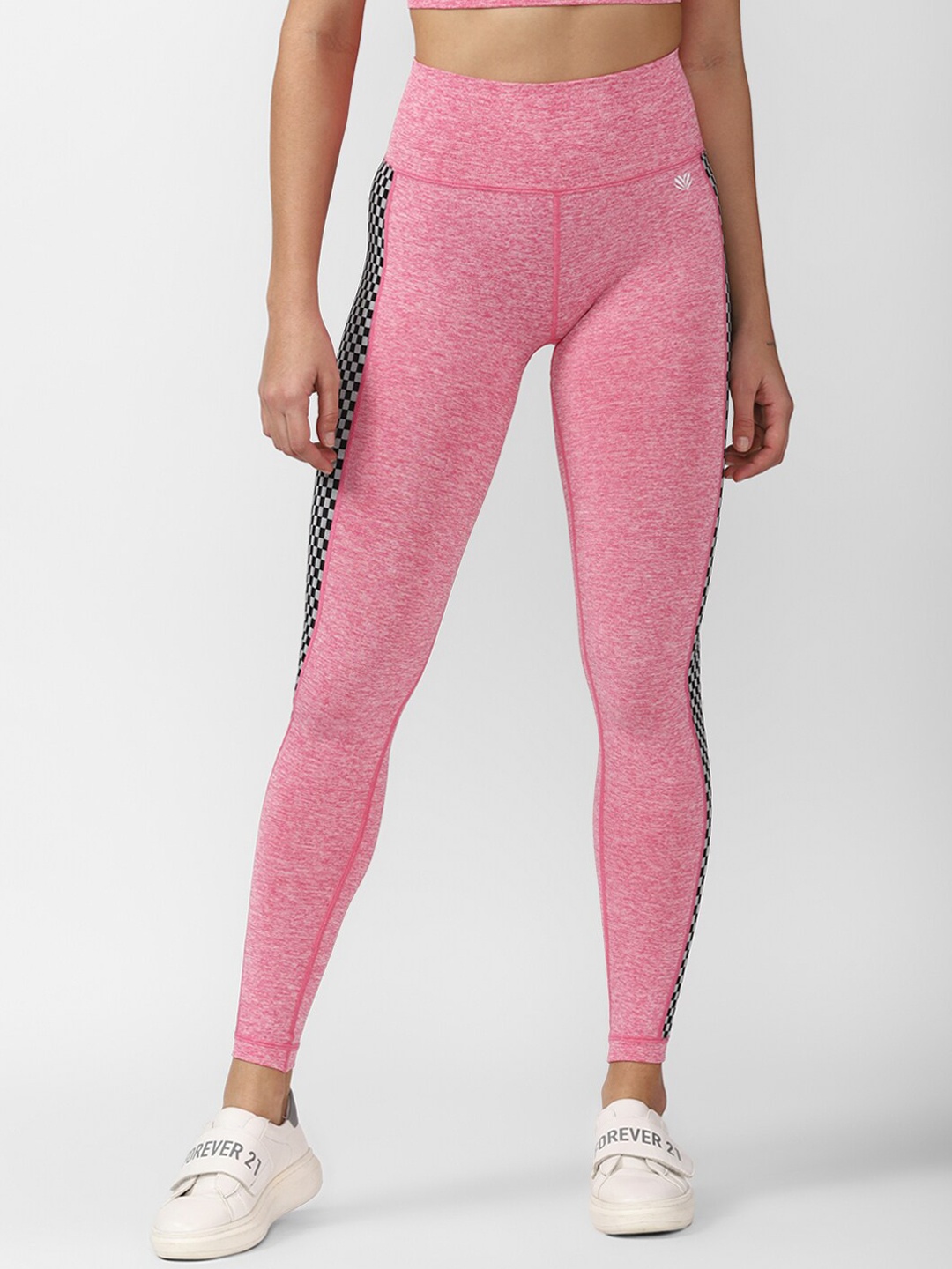 

FOREVER 21 Women Pink Solid High Rise Leggings