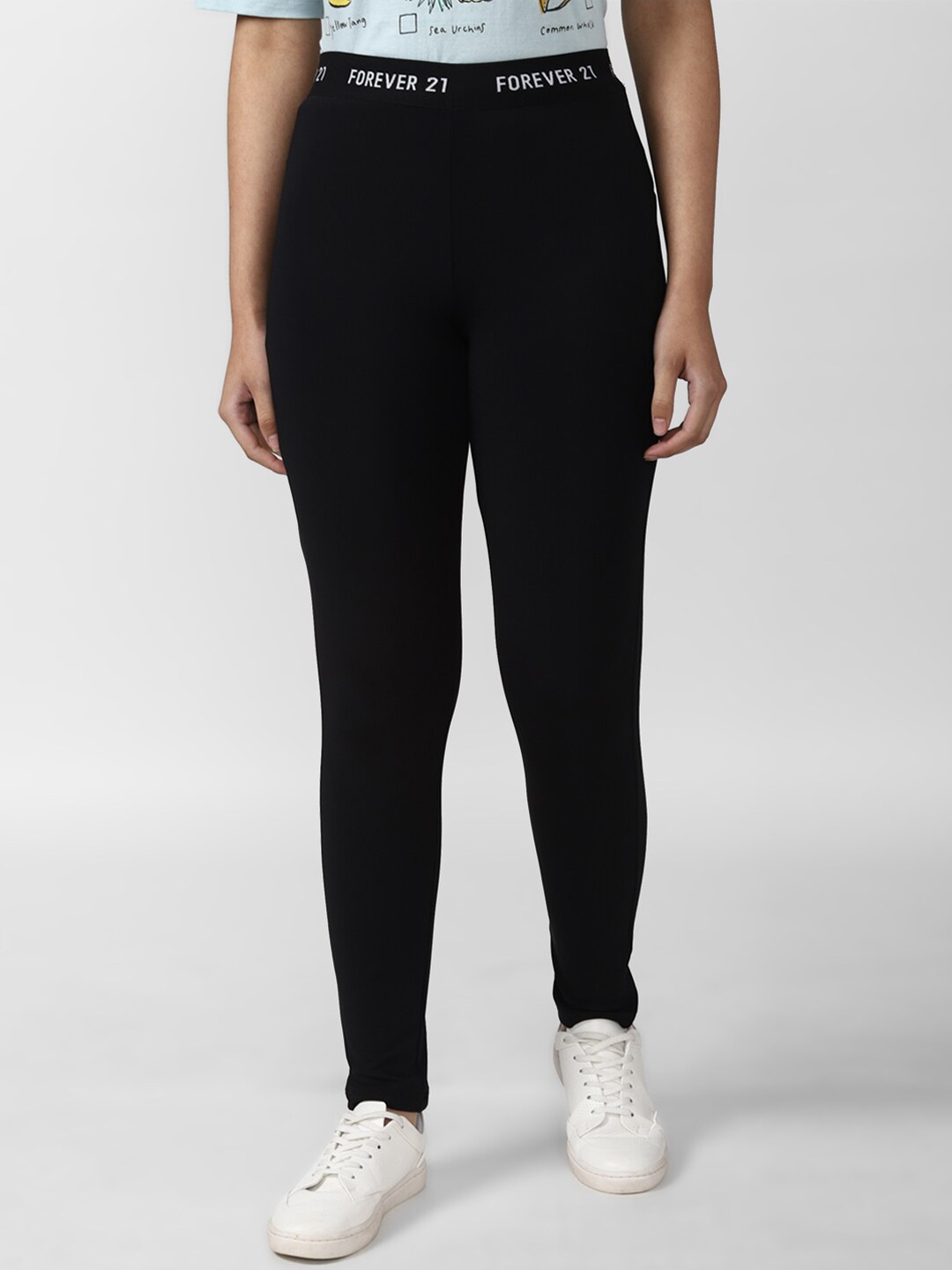 

FOREVER 21 Women Black Solid Ankle Length Legging