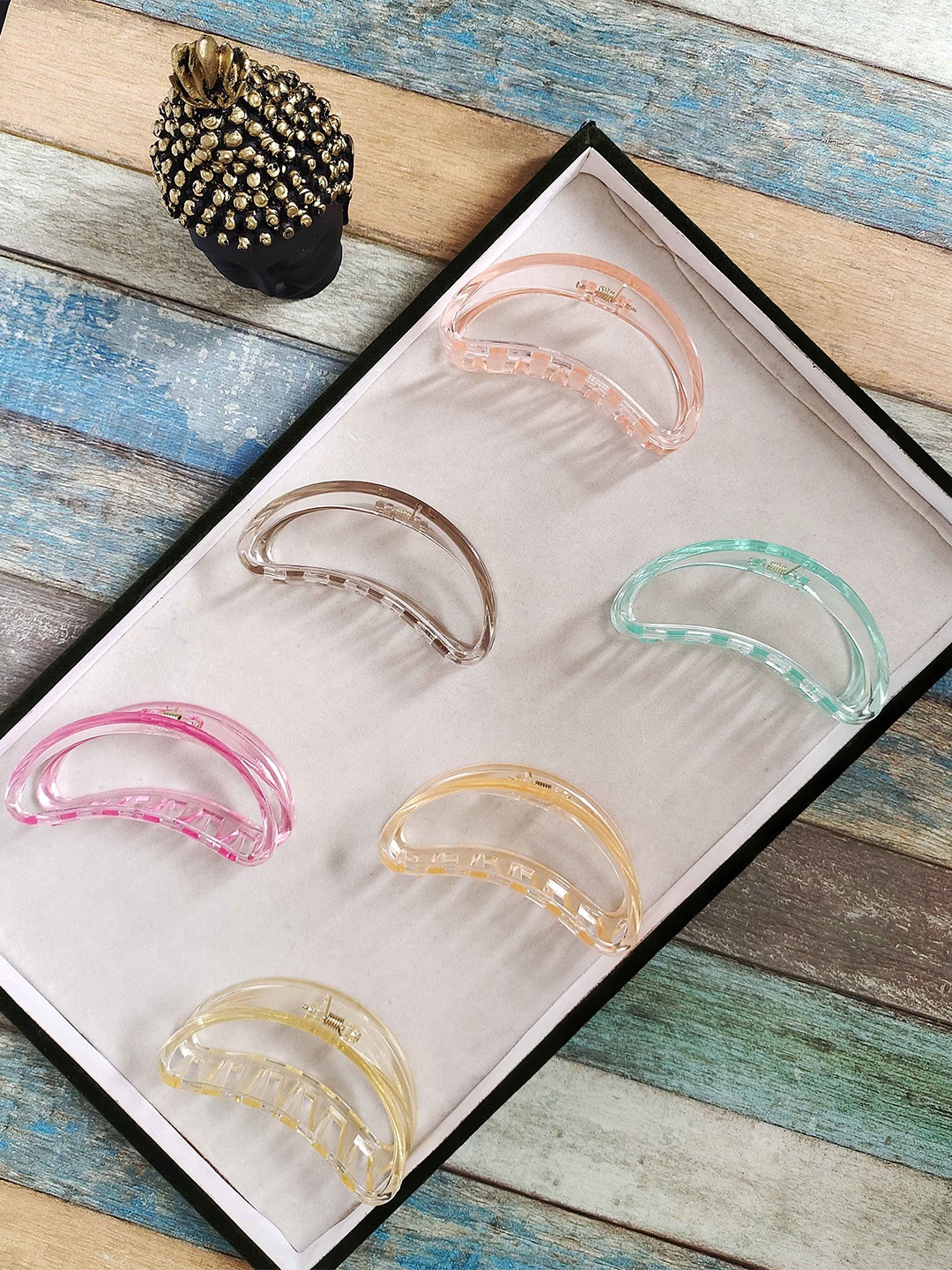 

ANNA CREATIONS Women Set of 6 Claw Clip, Pink