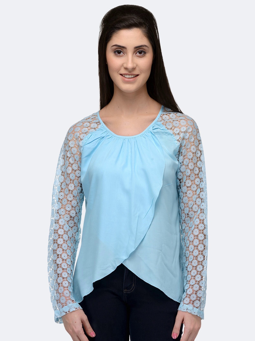 

PATRORNA Women Blue Wrap Top