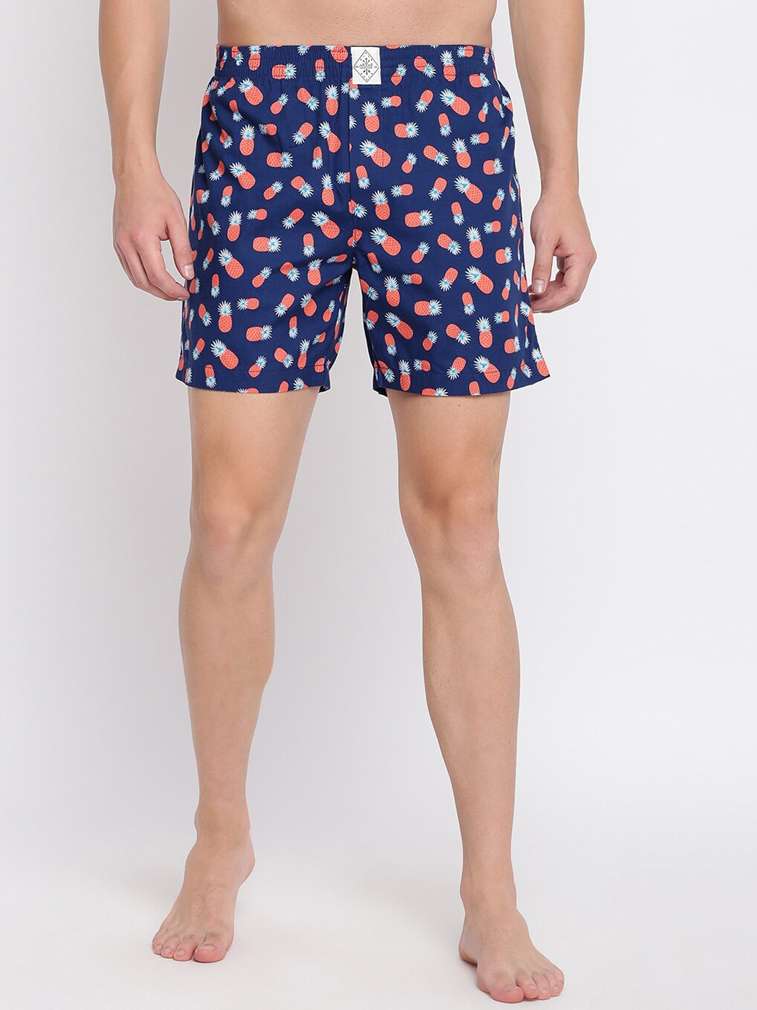 

abof Men Navy Blue Printed Pure Cotton Boxer