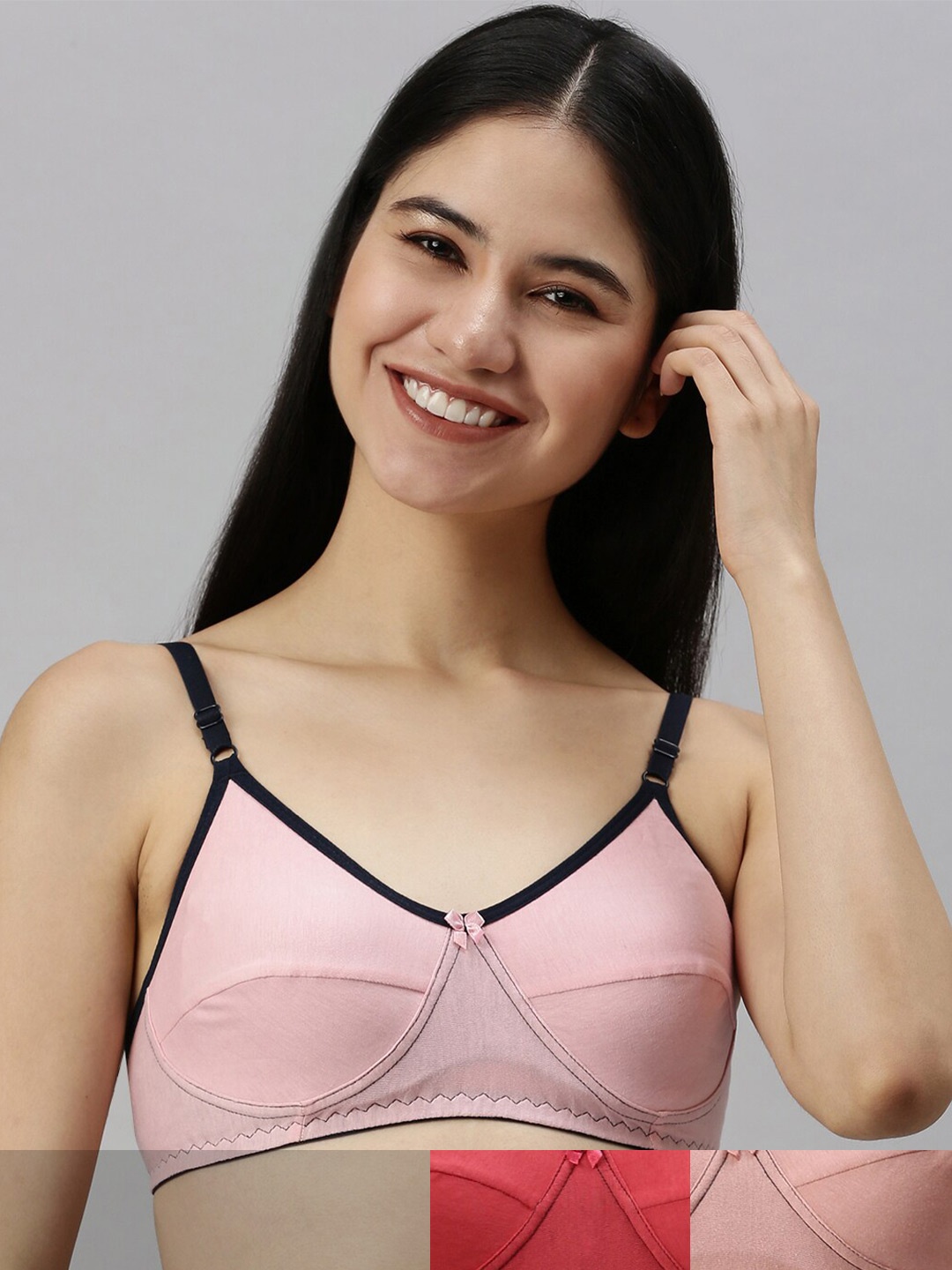 

Kryptic Pack Of 3 Everyday Pure Cotton Bras, Pink