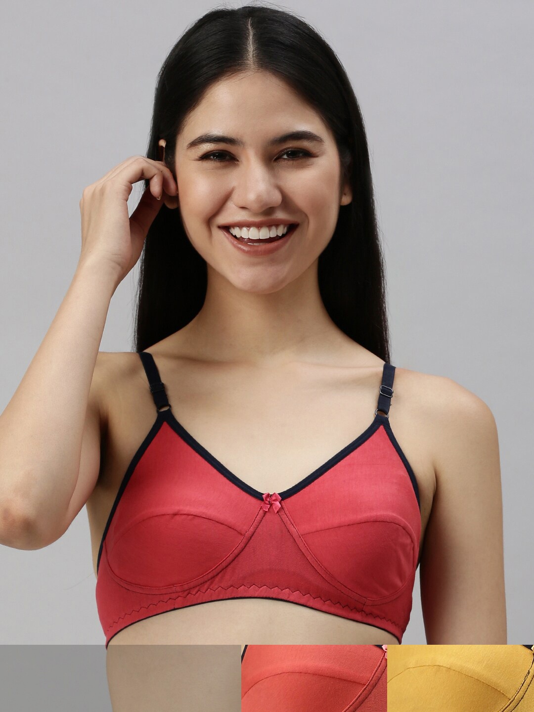 

Kryptic Women's Pack of 3 Non-padded 100% cotton Bra, Fuchsia